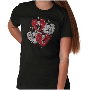 Betty Boop Love Hearts And Kisses Womens Graphic T Shirt Tees Brisco Brands - 1 of 1