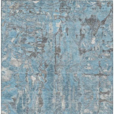 HomeRoots 5' X 8' Denim Blue And Gray Abstract Washable Indoor Outdoor Area Rug