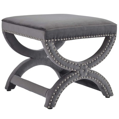 Modway Expound Upholstered Nailhead Trim Performance Velvet Ottoman Gray