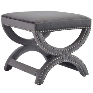 Modway Expound Upholstered Nailhead Trim Performance Velvet Ottoman Gray - 1 of 4