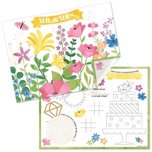 Big Dot of Happiness Wildflowers Bride - Paper Boho Floral Bridal Shower and Wedding Party Coloring Sheets - Activity Placemats - Set of 16 - 1 of 4