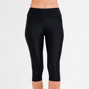 Calypsa Women's High Waisted Chlorine Resistant Capri Swim Leggings - 1 of 4