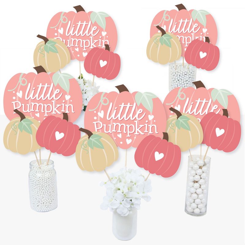 Big Dot of Happiness Girl Little Pumpkin - Fall Birthday Party or Baby Shower Centerpiece Sticks - Table Toppers - Set of 15, 2 of 8