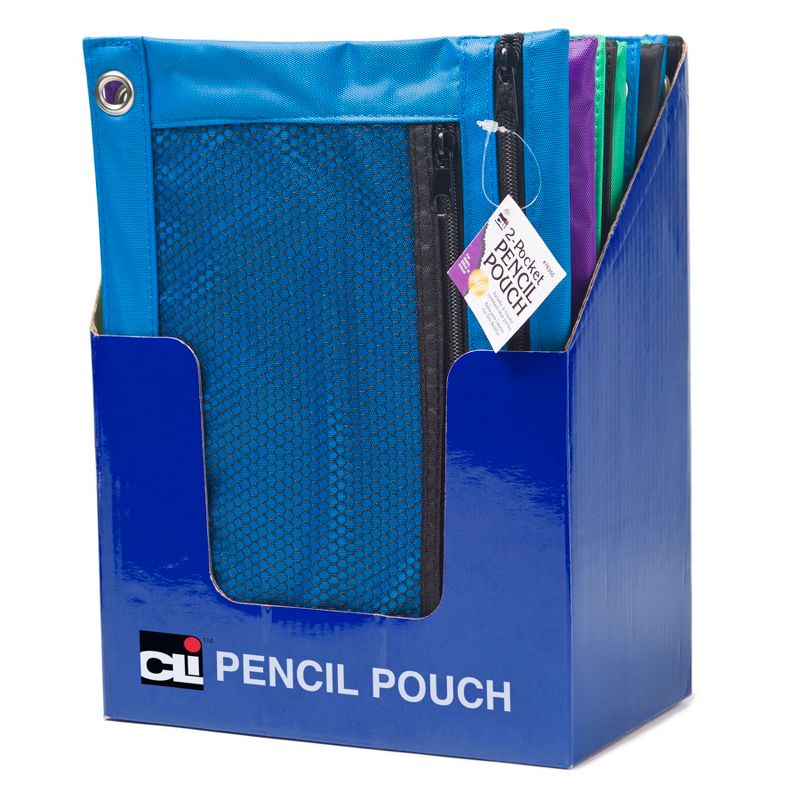 Charles Leonard Pencil Pouch, 2 Pocket, Assorted Colors, Pack of 12, 3 of 4