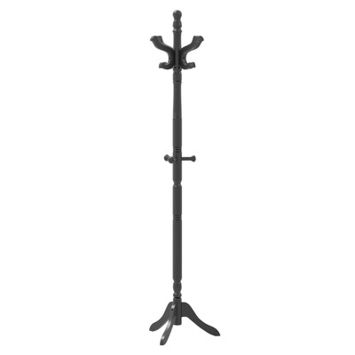 Costway Solid Rubber Wood Coat Rack with 3 Adjustable Heights and 11 Hooks for Hallway Black/Brown/Natural
