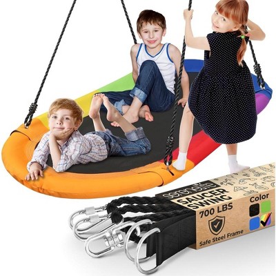 thumbnail image 2 of SereneLife 67" Oval Saucer Swing - Giant Outdoor Set, Weatherproof, Up 2 of 13