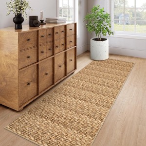 Washable indoor area rug. Braided print, low-pile vintage rustic. Non-slip, non-shedding. For bedrooms, dining rooms, nurseries, kitchens - 1 of 4