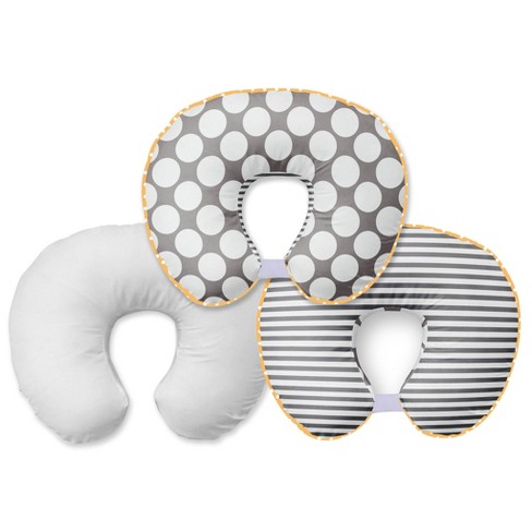 Bacati 3 Pc Dots pin Stripes Grey yellow Hugster Feeding Infant Support Nursing Pillow Target