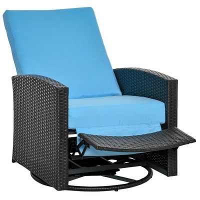 Outsunny Patio Recliner, Outdoor Reclining Chair With Flip-up Side Table,  All-weather Wicker Metal Frame Chaise With Footrest, Cushions : Target