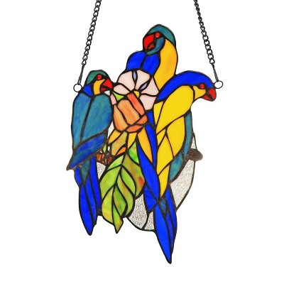 Chloe Lighting Bluetail Tiffany-Glass Window Panel 13"