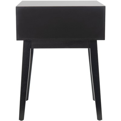 Round Black and Natural Wood Metal Accent Table with Storage