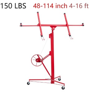 16 FT Drywall Lifter Panel Hoist Jack Rolling Caster With 48"-114" Adjustable Arm - 1 of 4