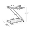 GDFStudio Cantrell Modern Iron and Glass 2 Tier Bar Cart, Silver - 3 of 4