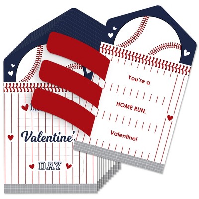 Big Dot of Happiness Batter Up - Baseball - Cards for Kids - Happy Valentine's Day Pull Tabs - Set of 12
