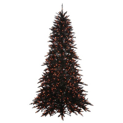 Vickerman Black Fir with Orange Lights Artificial Christmas Tree