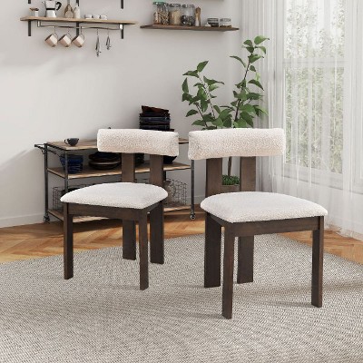 CAVINAS Set of 2 Modern Upholstered Dining Chairs with Boucle Fabric and Solid Wood Legs, Ergonomic High Back for Dining Room or Office
