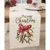 Saro Lifestyle Festive Merry Christmas Ribbon Table Runner, 16"x70", Beige - 3 of 3