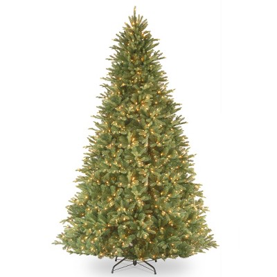 National Tree Company Pre-Lit 'Feel Real' Artificial Full Christmas Tree, Green, Tiffany Fir, White Lights, Includes Stand, 9ft