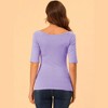 INSPIRE CHIC Women's Half Sleeves Scoop Neck Fitted Layering Soft T-Shirt - 4 of 4
