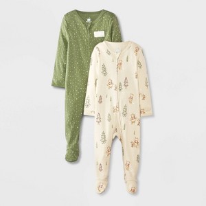 Baby 2pk Winnie the Pooh Sleep N' Play - Cloud Island™ Sage Green - 1 of 4