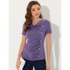 INSPIRE CHIC Women's Cowl Neck Short Sleeve Button Decor Ruched Front Casual  Basic T-shirt - 4 of 4