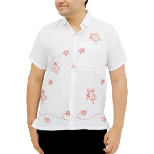 LA LEELA Men's Hawaiian Shirt Luau Casual Short Sleeve Button Down Solid Shirts for Men - 1 of 3