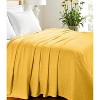 HomeRoots California King Gold Cotton Basketweave Geometric Blanket - 2 of 4