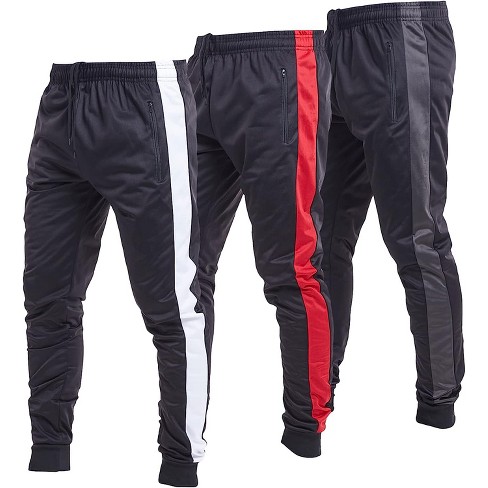 Ultra Performance Mens Athletic Joggers/track Pants With Zipper |black Stripe Athletic Bottoms Large 3 Pack : Target
