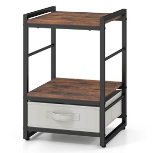 Nightstand Industrial Bedside Table with Open Storage Shelf and Fabric ...