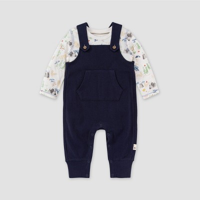 Image of Burt's Bees Baby® Baby Ribbed Jumpsuit & Treasure Map Bodysuit Set - Dark Blue 0-3M