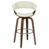 Ecru Swivel Bar Stool with Faux Leather Upholstery and Wood Legs, Ideal for Home Bars - 3 of 4