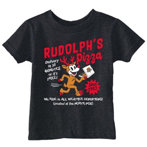 Toddler Funny T Shirts Rudolphs Pizza Sarcastic Christmas Graphic Novelty Tee For Young Kids - Crazy Dog Toddler T Shirt Gift For Christmas - 1 of 4