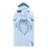 Hudson Baby Infant Boy Cotton Animal Face Hooded Towel and Plush Bathrobe Bundle Set, Narwhal, 0-9 Months - 2 of 3