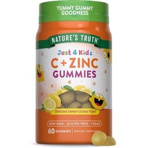 Nature's Truth Vitamin C Gummies for Kids | With Zinc | 60 Count | Vegan, Non-GMO & Gluten Free - 1 of 4