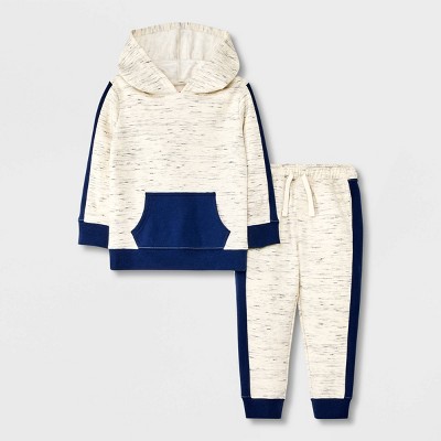 Toddler Boys' 2pc Colorblock Textured Fleece Hoodie Pullover Sweatshirt and Jogger Pants Set - Cat & Jack™
