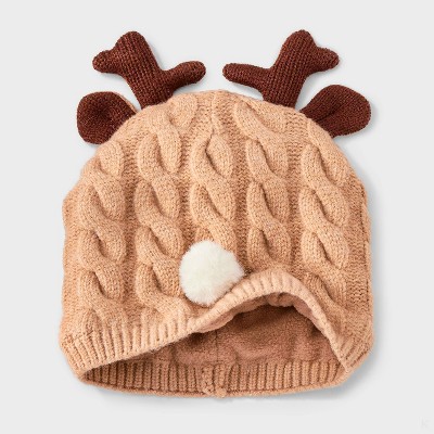 Baby Reindeer Beanie - Cat & Jack Brown - image 2