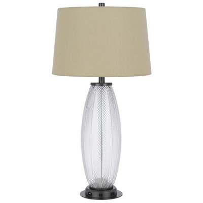 Cal Lighting 100W led Mansfield glass table lamp with 2W led night light and 2 USB Outlets
