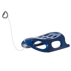 Outdoor Snow Sleigh Ice Sled Toy, Two Rider, Solid Hard Plastic with Pull Rope for Kids over 5 Years, Blue - 1 of 4
