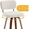 Bekrvio 26"/29" Mid-Century Modern Swivel Bar Stools Set of 1/2/3/4- Faux Leather Upholstered with Back and Bent Wood Legs,Ideal for Kitchen Island - 4 of 4