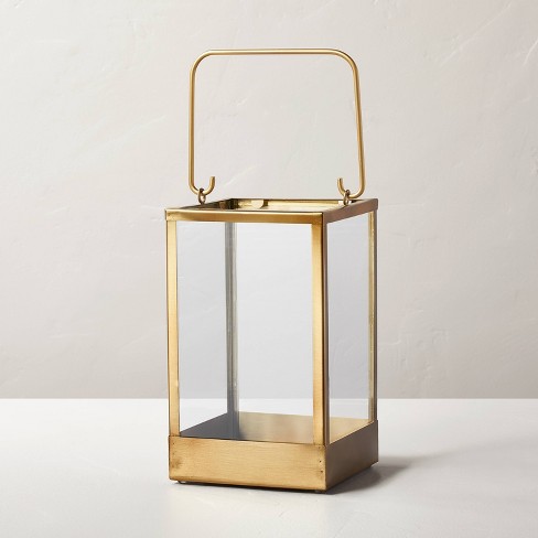 Square Metal & Glass Pillar Candle Lantern - Hearth & Hand™ with Magnolia - image 1 of 4
