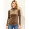 Allegra K Women's Solid Turtleneck Velvet Long Sleeve Work Basic Velour Blouse - 2 of 4