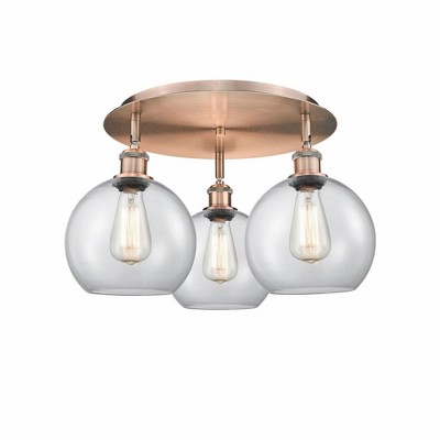 Athens - 3 Light Flush Mount In Industrial Style-10.5 Inches Tall and 19.75 Inches Wide