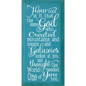 Slickblue Inspirational Christian Wood Sign – God Created You Too Quote – Rustic Wall Accent – 9x18, Turquoise-White - 1 of 3