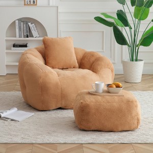 Vynxaria Giant Bean Bag Chair withFootstool Oversized Bean Bag for Adults and Kids - 1 of 4
