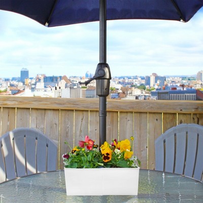 White Enamel Square Patio Umbrella Planter Set