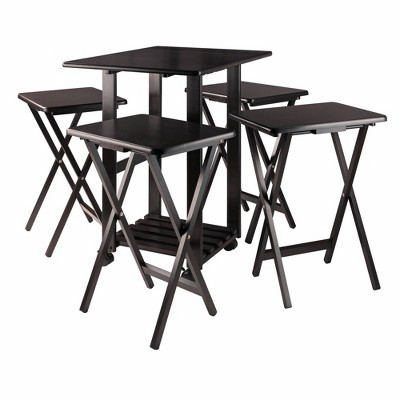Sophia 5-Piece Brown Solid Wood Snack Table Set