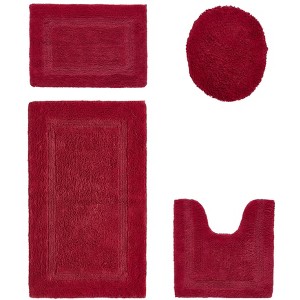 Lux Premium 100% Cotton Tufted Solid Reversible 4 Piece Bath Rug Set – Ultra-Soft, Water-Absorbent, Durable, Machine Washable Bathroom Rug - 1 of 4