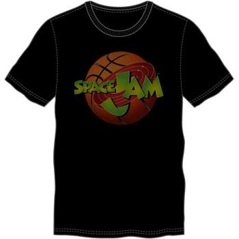 Space Jam Fitted Black T-Shirt with Basketball and Movie Logo, Sports Basketball Team, Looney Tunes