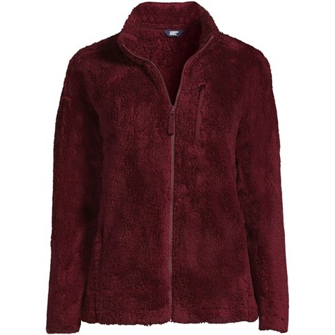 Lands' End Womens Full Zip Fleece Jacket Rich Red Petite X-Small at   Women's Coats Shop