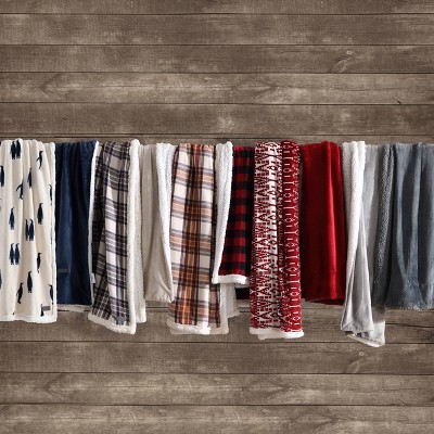 Cozy Cabin 50"x60" Red Plaid Sherpa Fleece Reversible Throw